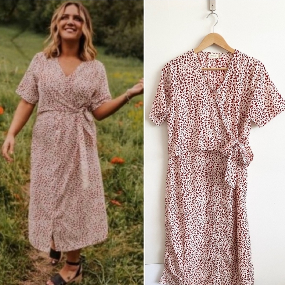 Roolee || Side Wrap Tie Button Front Dress Small